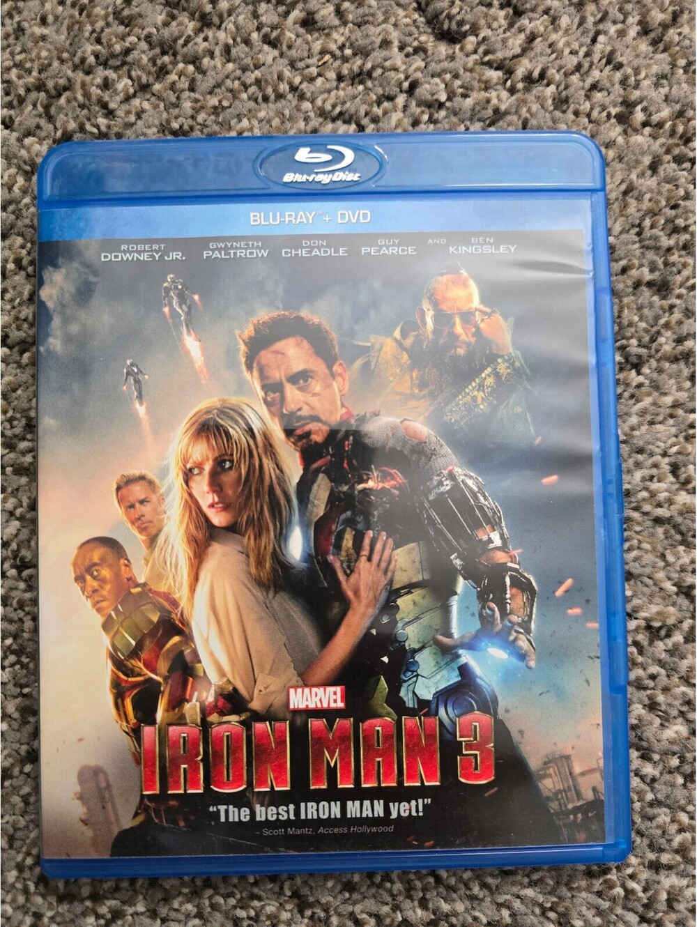 Marvel Iron Man 3 Blu-ray DVD Combo Robert Downey Jr MCU Superhero Movie